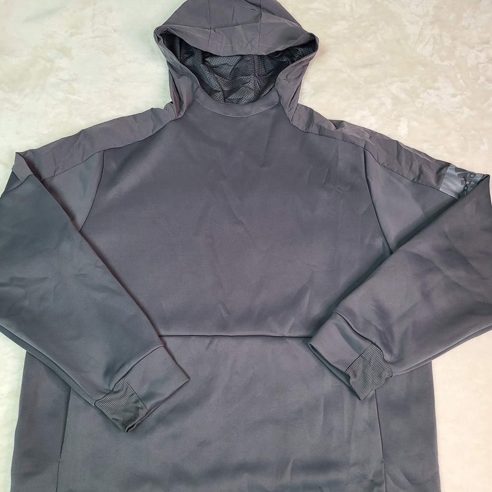 Adidas Pullover Team Issued Fleece Hoodie Mens SZ XL Gray Zip Pocket Gym Active